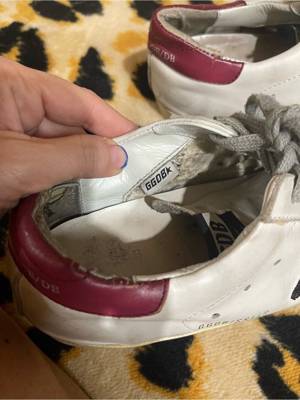 Golden Goose White Leather Sneakers with Black Star and Pink Heel - Picture 8 of 8